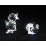 Swarovski Crystal Glass, Mini Duck Swimming 012531 and Mini Drake 010007 (2)