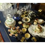 A early 20th Century jug and basin set, various glassware, Devon Pottery, Osborne china tea