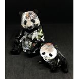 Swarovski Crystal Glass, SCS 'Endangered Wildlife Pandas', boxed.