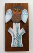 Muramic, Hornsea, handcrafted wall decoration 'Owl' designed by John Clappison, 20cm x 10cm.