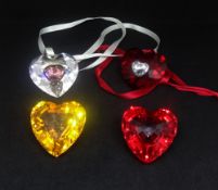 Swarovski Crystal Glass, Harmony Topaz Heart 2005 696974, Heart Ornament 2005 691019, Heart Ornament