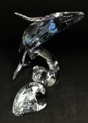 Swarovski Crystal Glass, SCS 'Paikea Whale' with plaque, boxed.