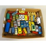 A tray of 40 plus playworn, Matchbox and similar items.