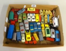 A tray of 40 plus playworn, Matchbox and similar items.