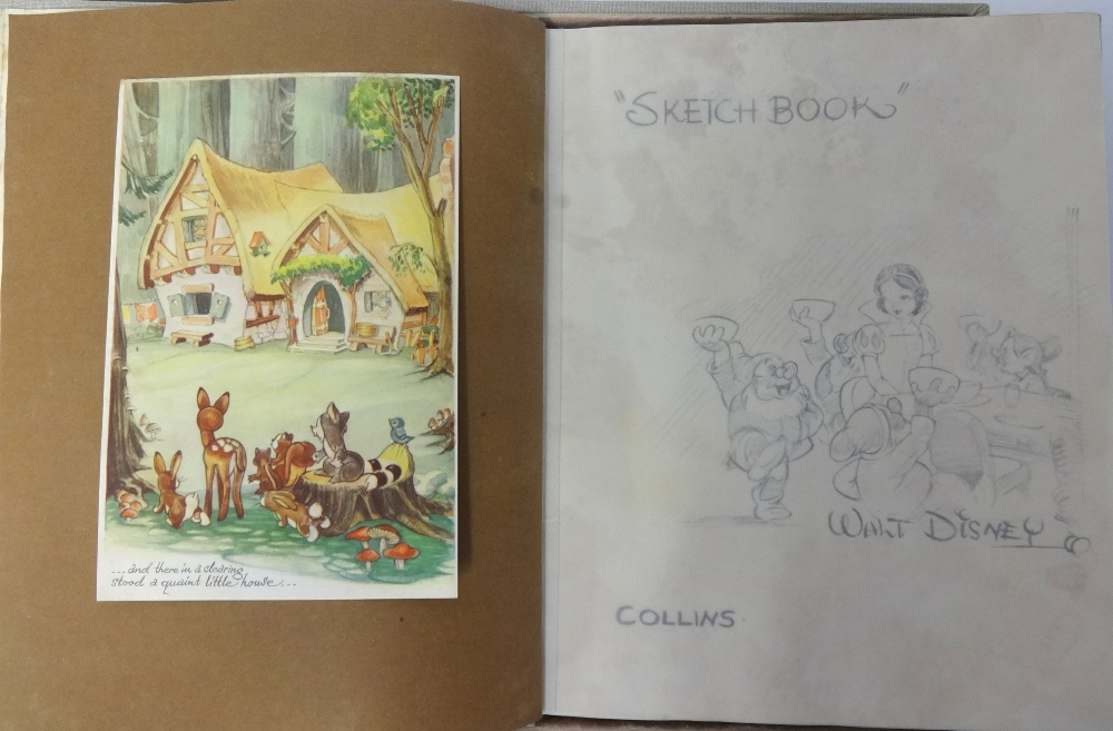 Walt Disney Sketch Book by Collins and Sons, together with outer case and a Disney watercolour. - Image 2 of 3