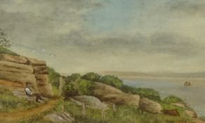 T.H Victor, 1909 watercolour, signed and titled 'Penzer Point, Cornwall', 28cm x 45cm.