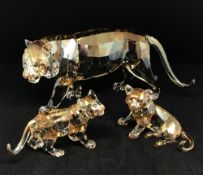 Swarovski Crystal Glass, 'Endangered Wildlife', coloured tiger with cubs, unboxed.