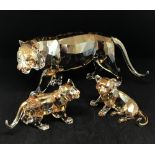 Swarovski Crystal Glass, 'Endangered Wildlife', coloured tiger with cubs, unboxed.