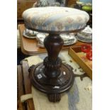 Victorian revolving piano stool and a mahogany framed and needle work footstool (2).