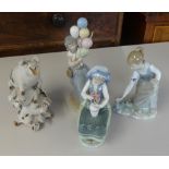 Lladro, three figures and another novelty ornament (4).