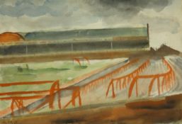 John Melville (1902-1986), watercolour 'Villa Park Football Ground', signed and dated, unframed,