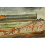 John Melville (1902-1986), watercolour 'Villa Park Football Ground', signed and dated, unframed,