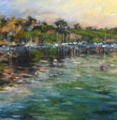 Jill Hudson (current artist living and working in Cornwall) oil on canvas 'Evening Tide' 2012 signed