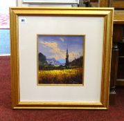 Noel Ripley (b1944-) signed oil, Landscape, 23cm x 21cm.