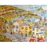 Sean Hayden, oil on canvas, 'Rooftops over Mousehole', signed, 61cm x 76cm, Provenance; direct
