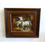 Margaret Lisle (20th century British) oil on panel, 'Stable Horses', signed, 19cm x 23.5cm.