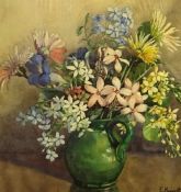 Edith Victoria Hogarth (1906-1948), two watercolours, 'Vase of Flowers', 37cm x 34cm, Edith Victoria