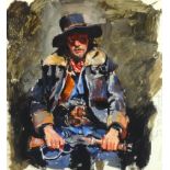 Robert Lenkiewicz (1941-2002) watercolour, signed and inscribed, 'Steven Lucas, Obsessed with Wild