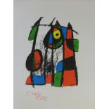 After Miro, two limited edition coloured prints with embossed seal 1983, Ediciones, together with