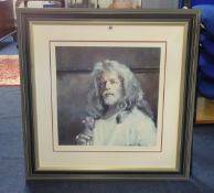 Robert Lenkiewicz (1941-2002) 'Self Portrait holding Rose 1998', print, signed, No.59/500, 46cm x