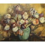 Edith Victoria Hogarth (1906-1948), pair of watercolours 'Vase of Flowers', 44cm x 51cm.