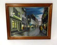 William Hawton (Plymouth Artist), oil on board 'Barbican Street Scene', 45cm x 35cm, William