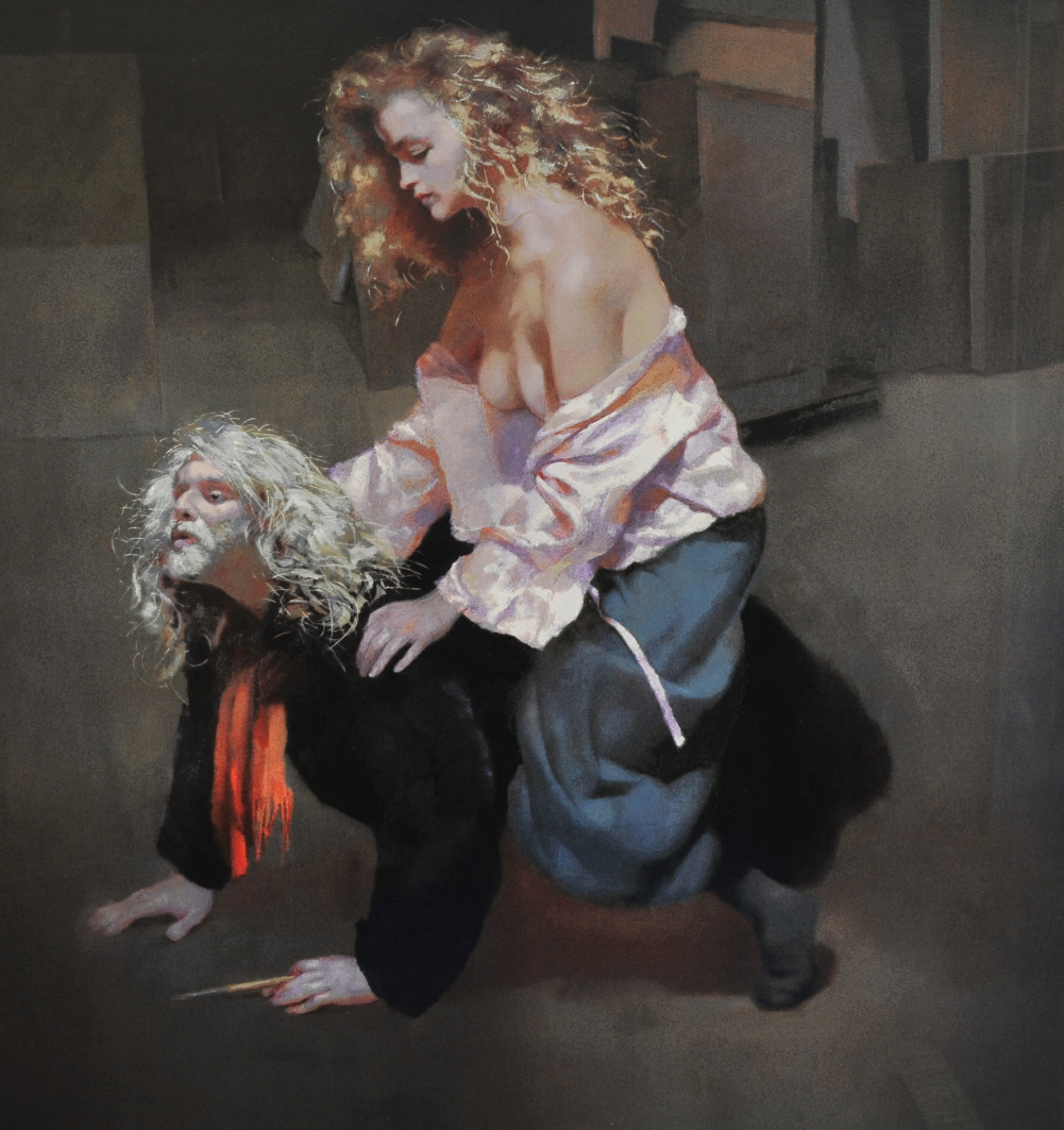 Robert Lenkiewicz (1941-2002) signed limited edition print 'Painter with Lisa' print No.242/395,