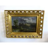 A 19th Century oil on canvas indistinctly signed 'Warwick Castle' in pierced gilt frame, signed