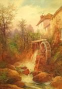 George Henry Jenkins (1843-1914) watercolour, 'Watermill', signed, 50cm x 35cm.