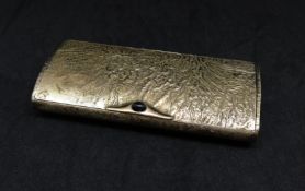 A 20th Century silver snuff box of oval form with hinged lid with textured finish gilt lined, with