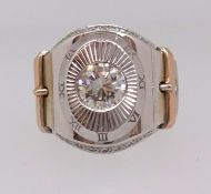 A gents diamond set 'Rolex' ring, approx 1ct, stamped 750, approx 12.30gms. finger size R1/2.