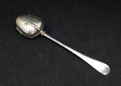 An unusual Victorian silver infuser spoon, London 1892, maker GG, in fitted box, stamped W.