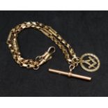 A 9ct gold watch chain with Masonic link, approx 19.2gms.