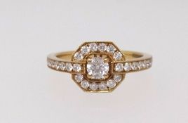 A diamond engagement ring, with IGI report dated 2012, set with round brilliant cut diamond 0.
