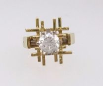 A stylish 18ct single stone diamond ring approx 0.83ct colour assessed F/G, clarity assessed VVS1/