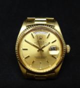 Rolex Day Date, 1803, a gents 18ct gold wristwatch, automatic, dial 36mm, circa 1990 with original