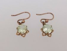 An pair of green stone earrings approx 2.8gms