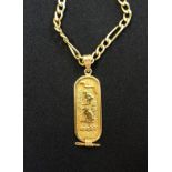 A gold Egyptian ingot and necklace, approx 20.4gms