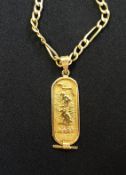 A gold Egyptian ingot and necklace, approx 20.4gms