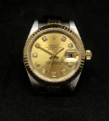Rolex Datejust 79173, ladies stainless and gold wristwatch, with diamond dot dial, automatic, dial