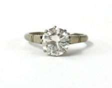 A fine 18ct diamond solitaire ring the round brilliant cut stone, approx 1.63ct, set in white