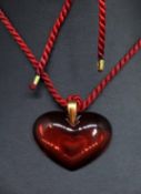 Lalique, a glass pendant, ruby heart.