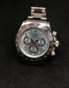 Rolex Daytona 116506 Cosmograph Platinum Wristwatch, Ice Blue Dial, Chestnut Brown Ceramic Bezel,