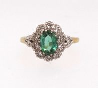 A 18ct tourmaline cluster ring, finger size M.