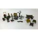 A quantity of antique lead farmyard figures and accessories.