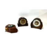 A collection of traditional mantle clocks 1930/50's oak cased, Victorian slate clock, Schutz