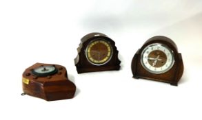 A collection of traditional mantle clocks 1930/50's oak cased, Victorian slate clock, Schutz