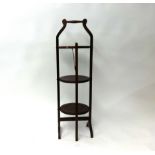 Mahogany three tier folding cake stand together with a parasol (2)