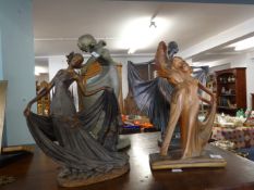 Four reproduction art deco figures, height approx 40cm.