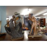 Four reproduction art deco figures, height approx 40cm.